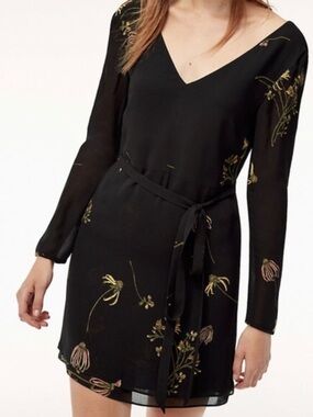 NEW Little Moon Cordata Floral Dress Chiffon Long Sleeve